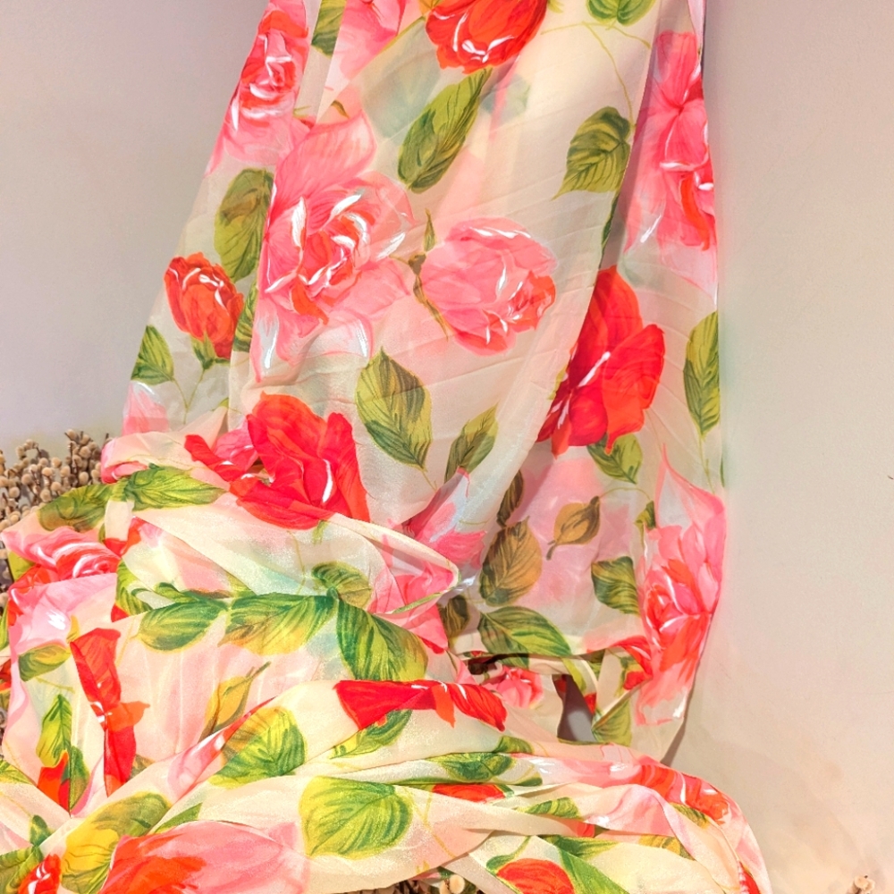 Vintage Sheer Rose Print fabric 1yd